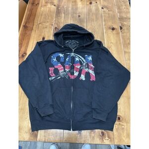 Sons of Anarchy SOA Full Zip Hoodie Men's XL Black Skull Reaper USA Flag
